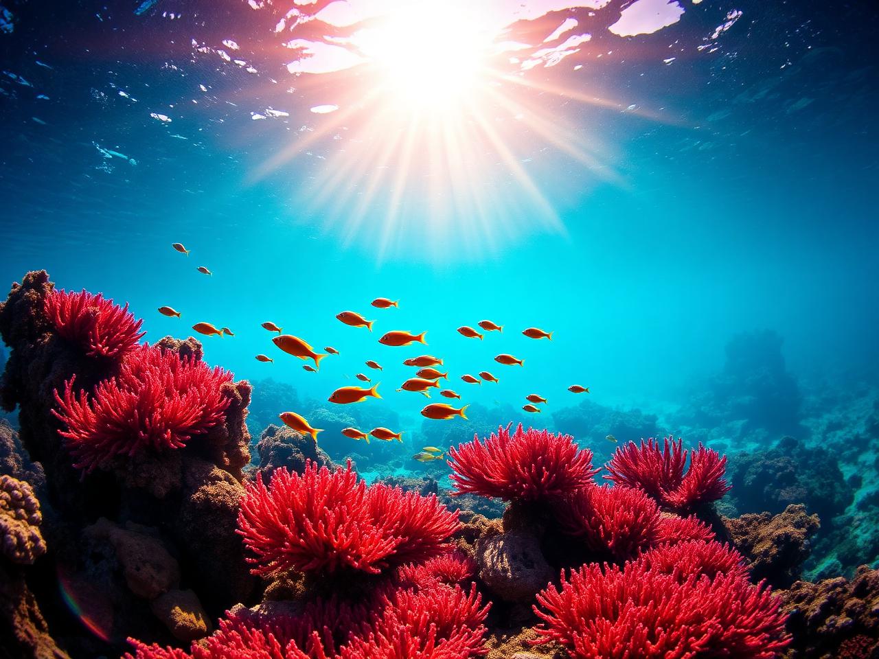 Red Sea coral reef with tropical fish